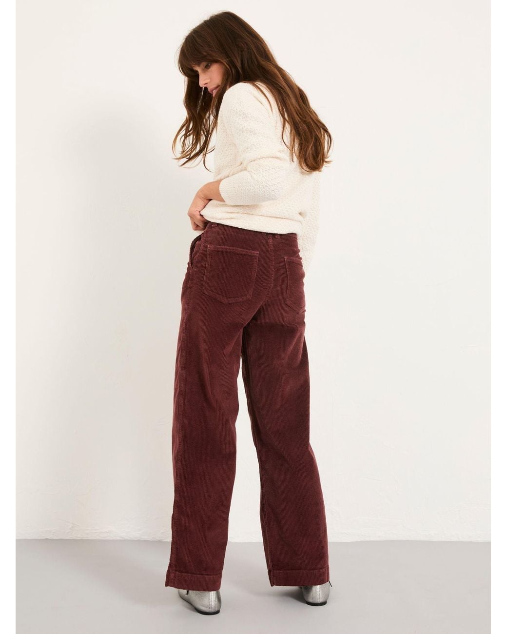 FatFace Red Kendall Cord Wide Leg Trouser