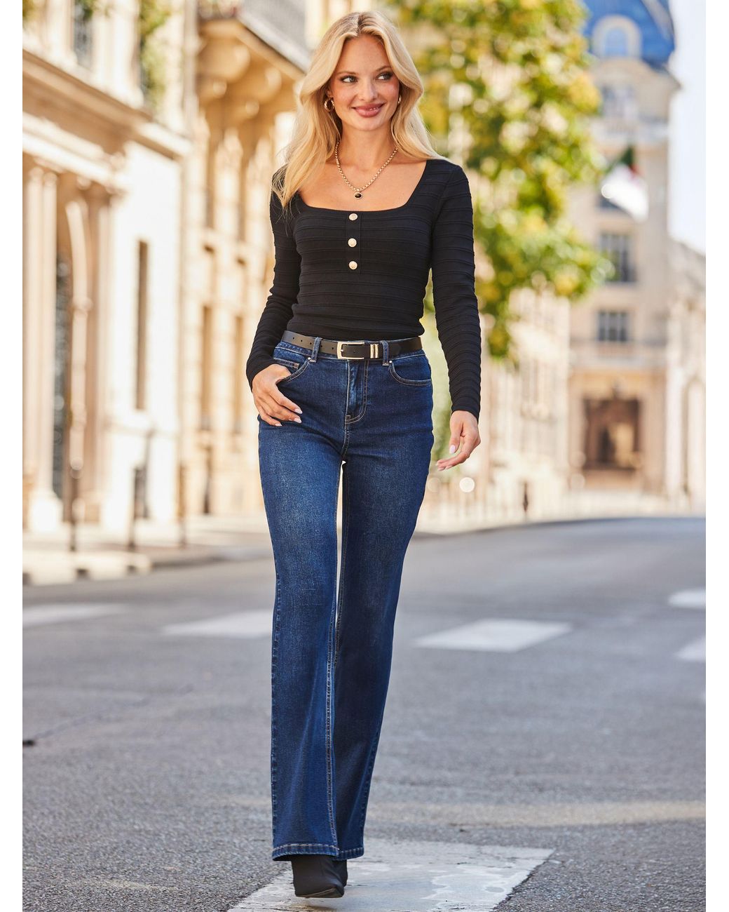Sosandar Blue Bootcut Jeans