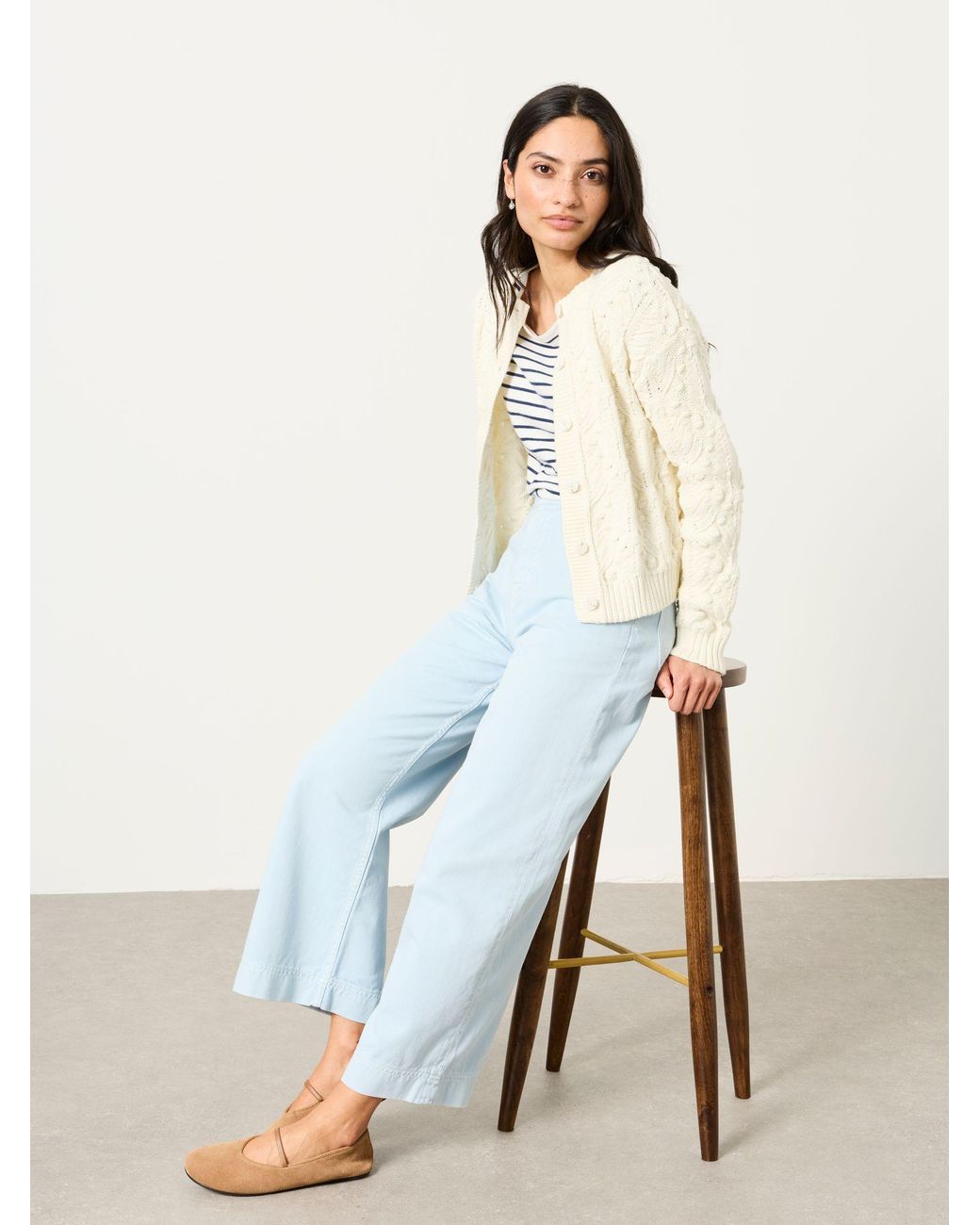 FatFace Blue Fatface Hove Wide Leg Cropped Trousers