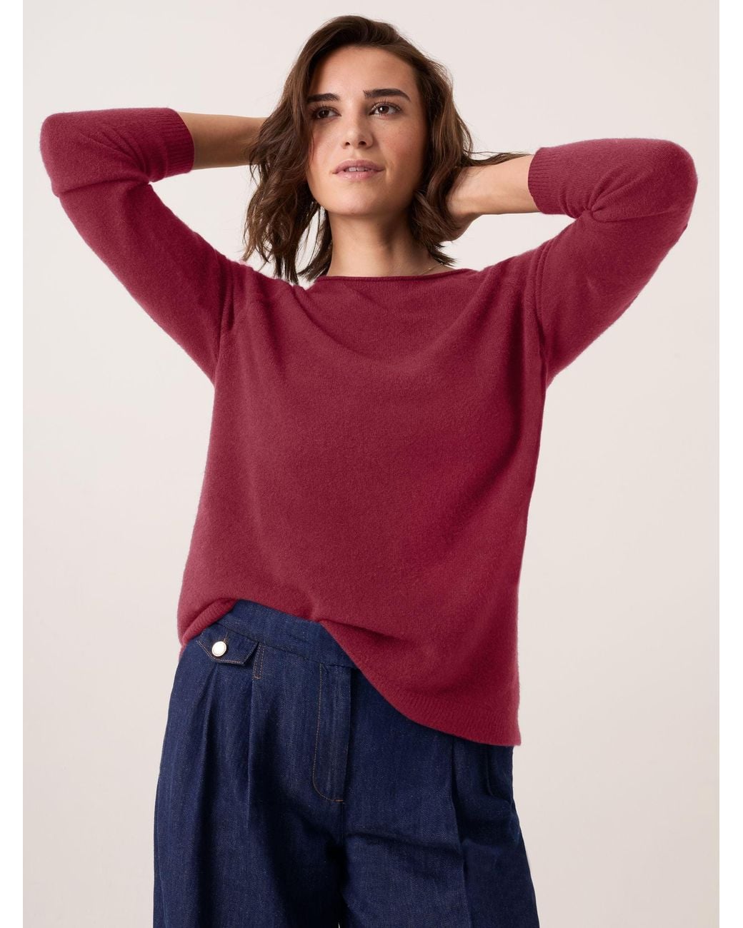 Celtic & Co. Red Studio Roll Edge Crew Neck Jumper
