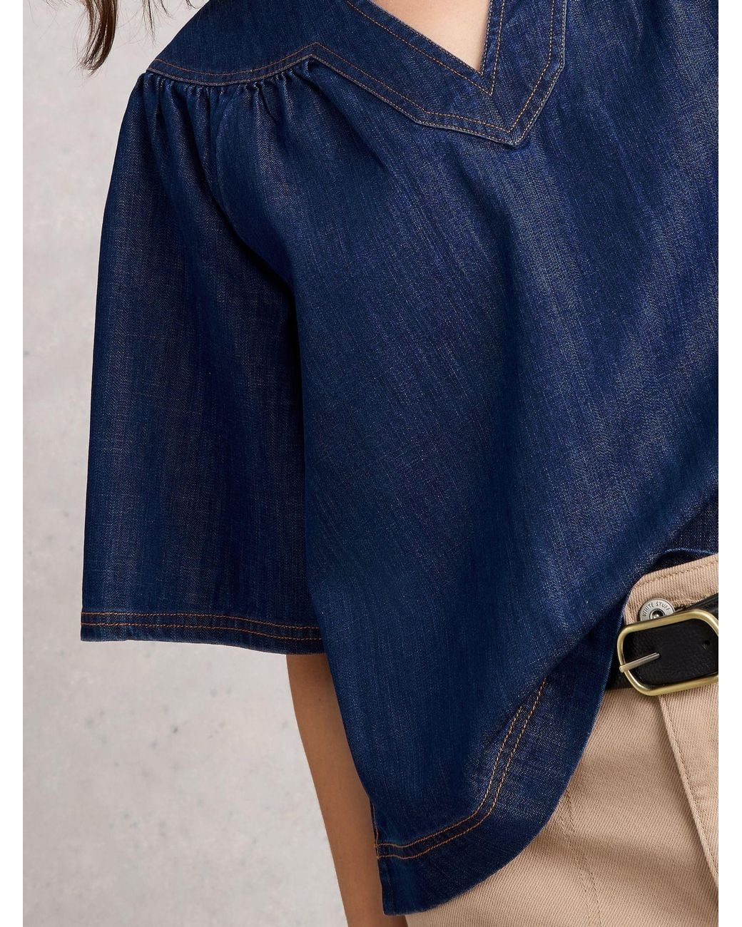 White Stuff Blue Leo Denim Top