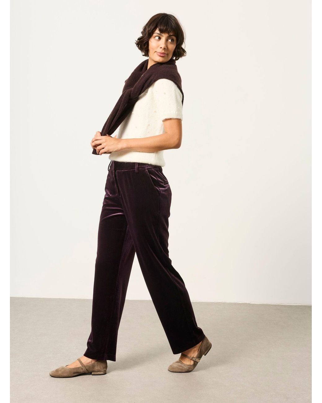 FatFace Black Tilly Tapered Velvet Trousers
