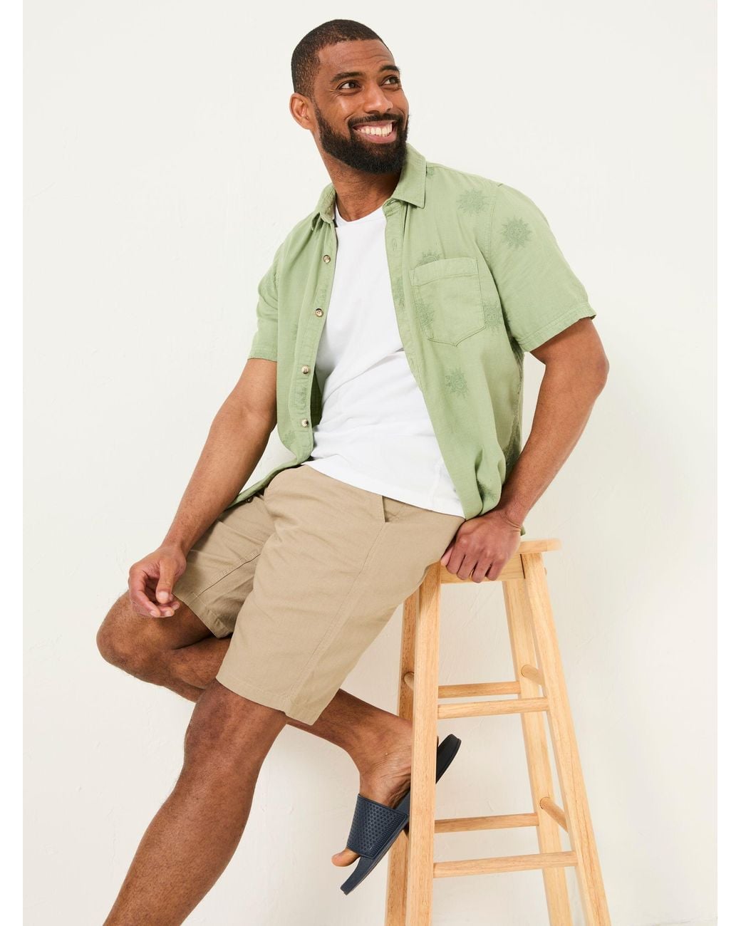 FatFace Natural Mawes Cotton Linen Chino Shorts for men