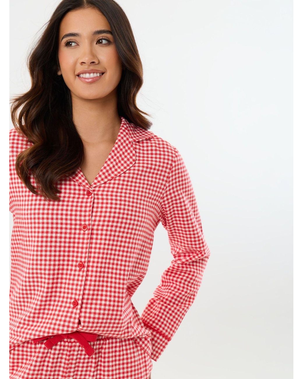 Threadbare Red Petite Cotton Button Up Pyjamas Set