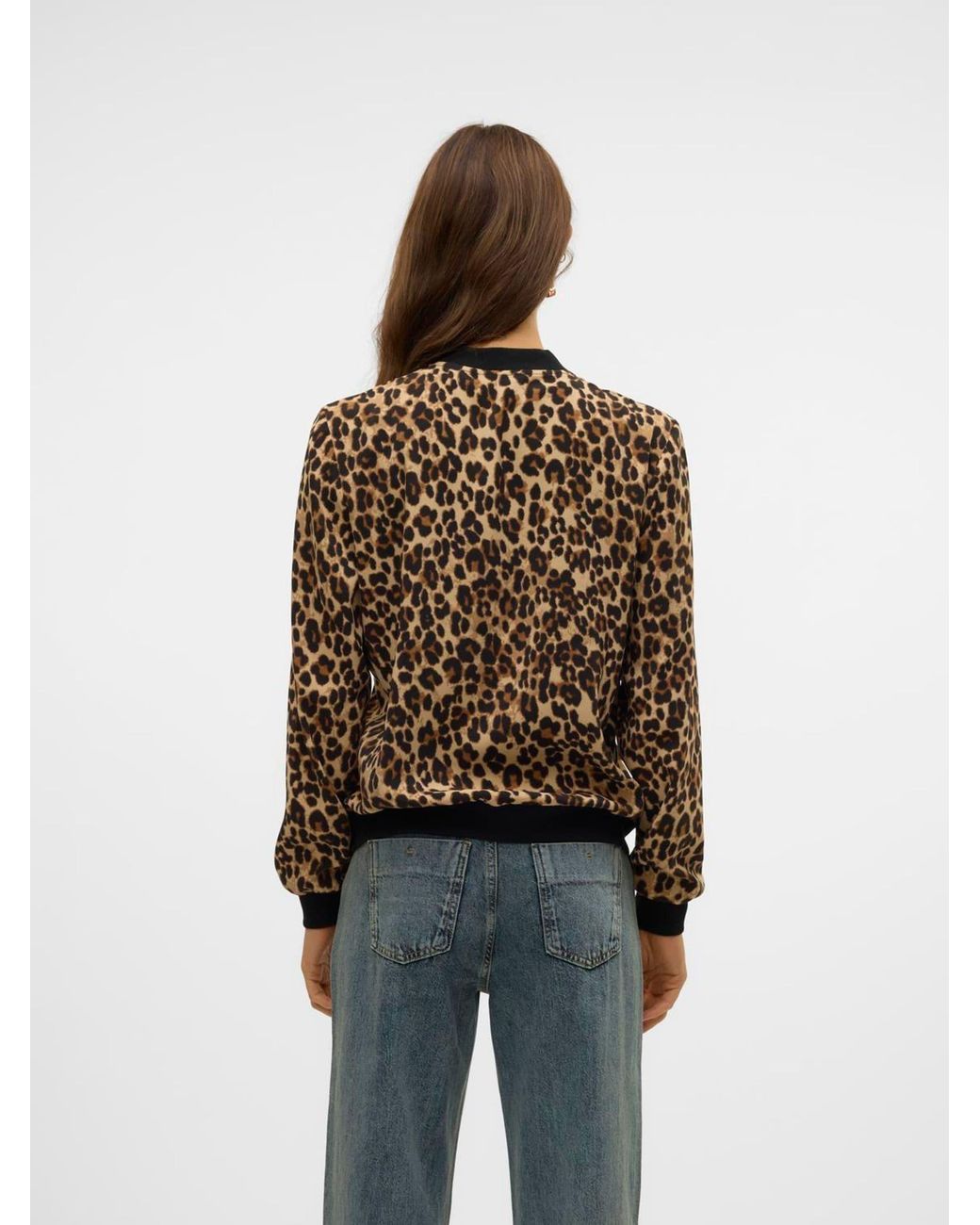 Vero Moda Brown Leopard Print Lightweight Bomber Jacket