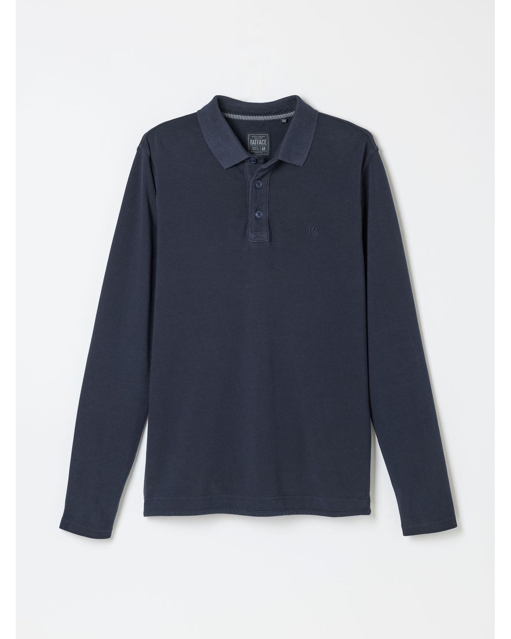 FatFace Blue Fatface Long Sleeve Pique Polo Shirt for men
