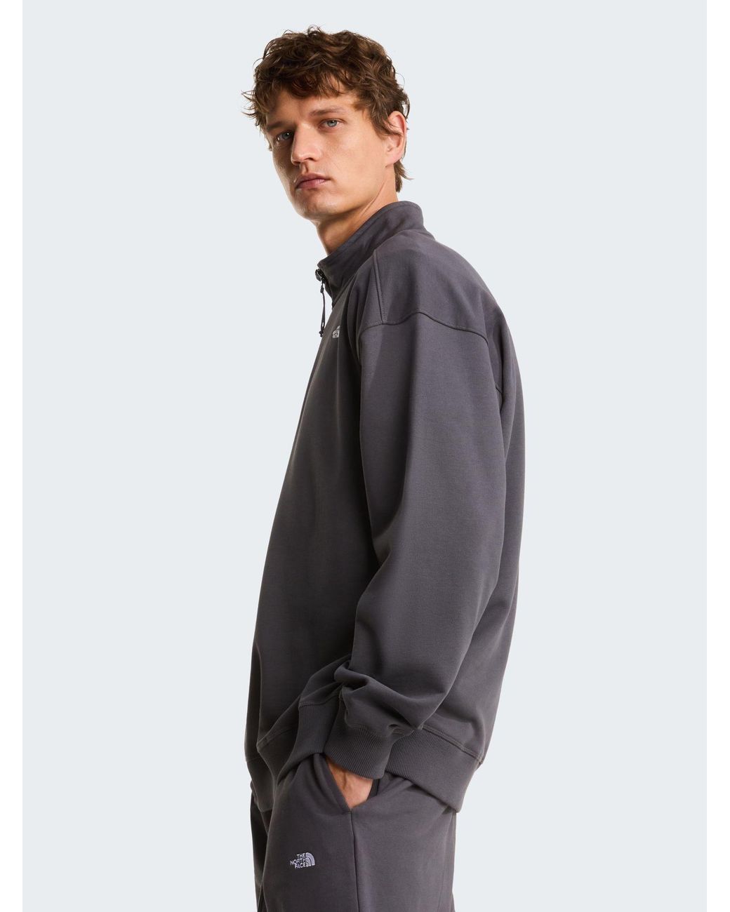 The North Face Gray Essential Light Relaxed 1/4 Zip Sweat Top for men