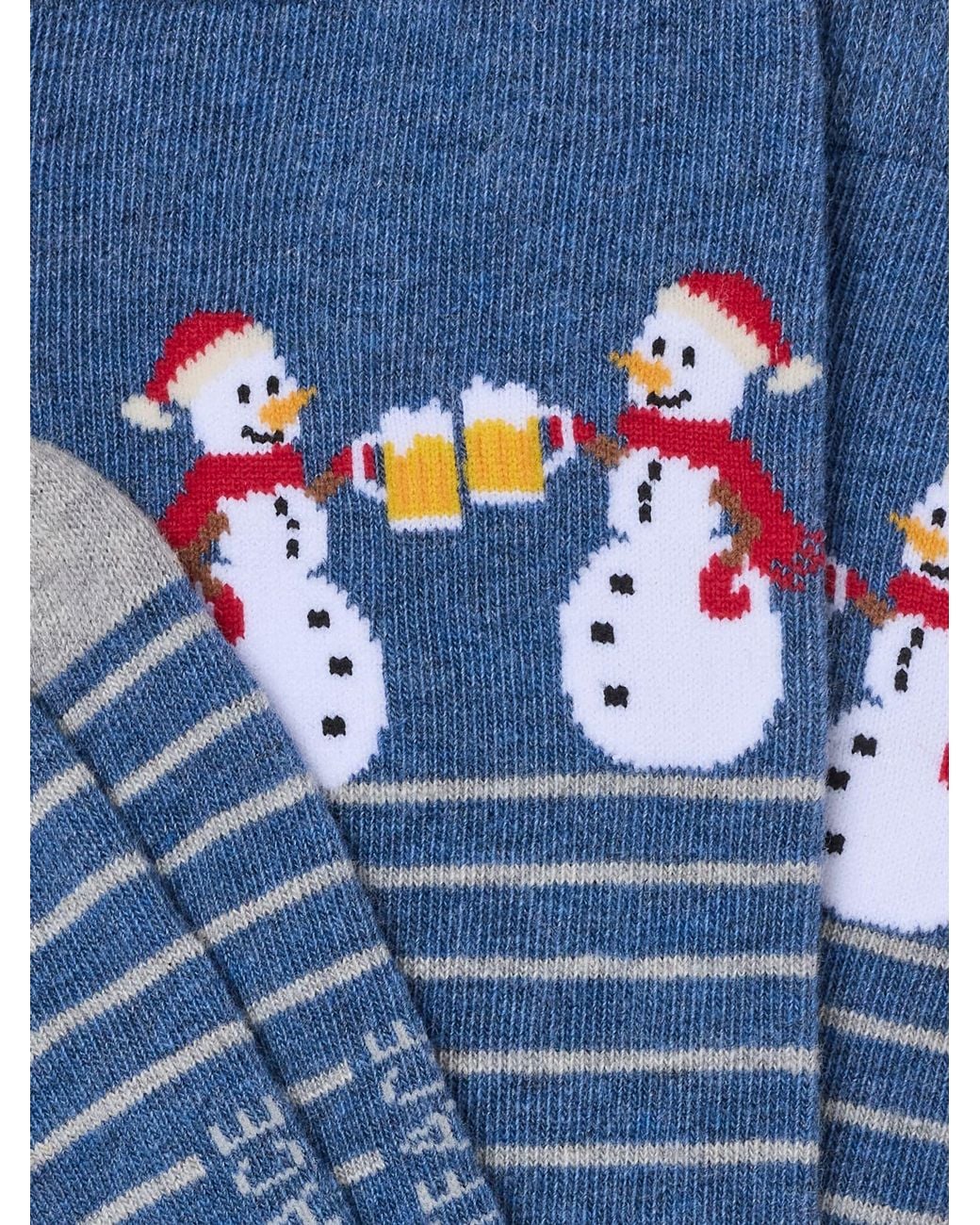 FatFace Blue Fatface Christmas Snowmen Beer Socks for men