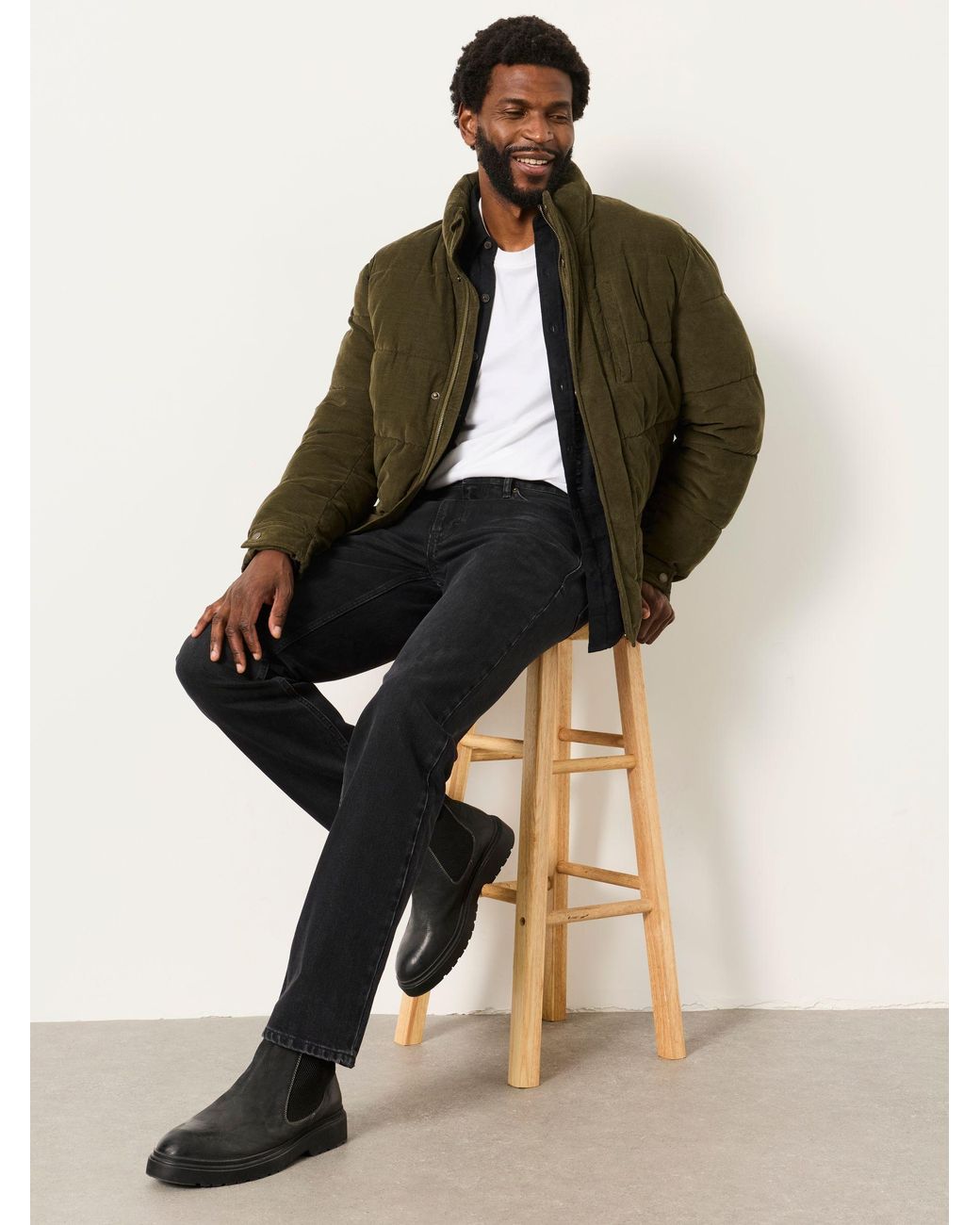 FatFace Black Straight Fit Jeans for men