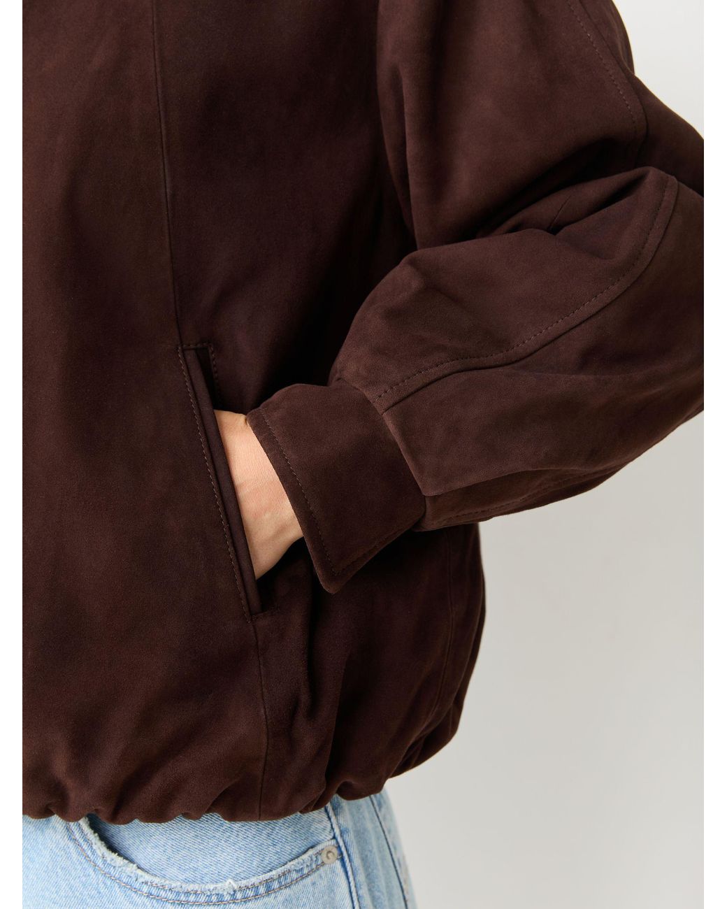 Urban Code Brown Suede Bubble Hem Bomber Jacket