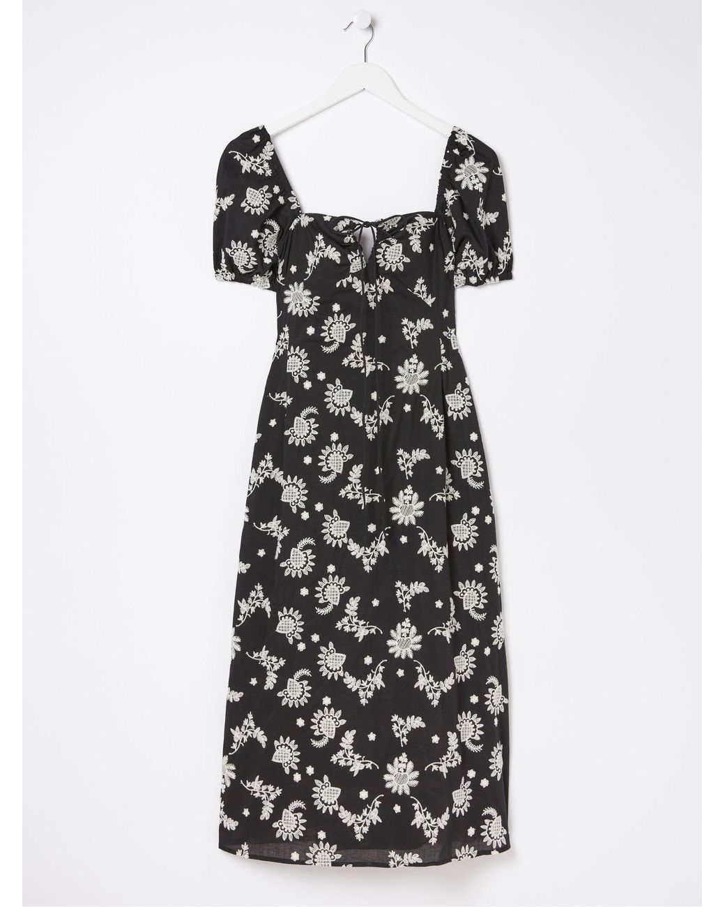 FatFace Natural Lotus Embroidered Midi Dress