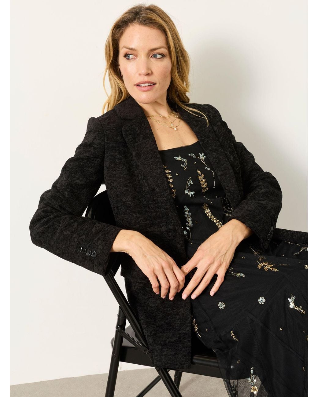 FatFace Brown Lily Jacquard Blazer