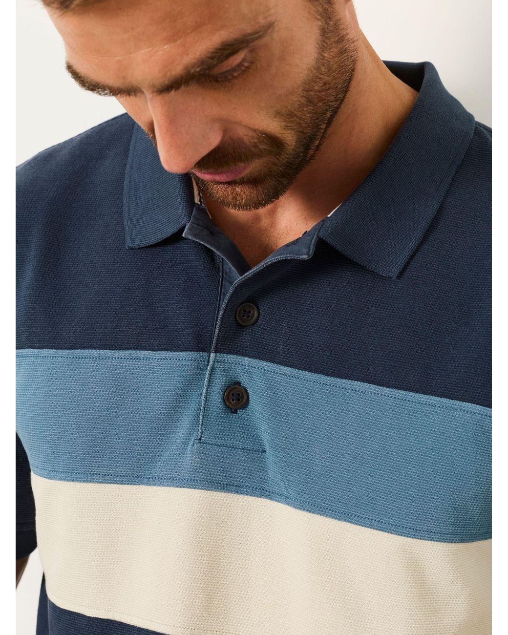 FatFace Blue Fatface Clifton Colour Block Pique Polo Shirt for men