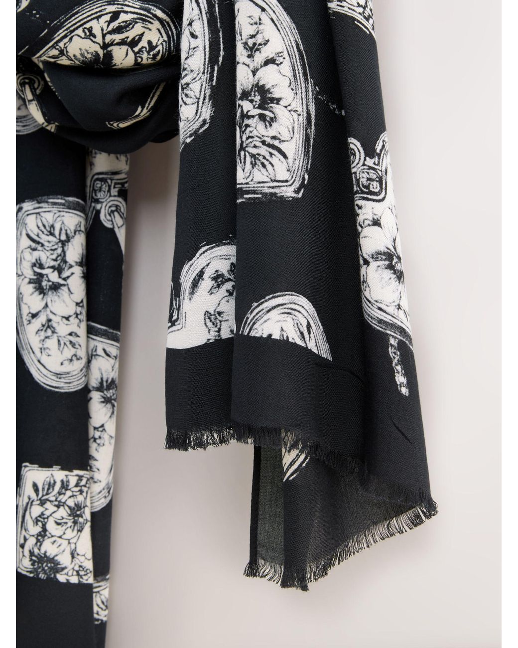 Next Natural Lightweight Scarf Mono Locket Print Scarf