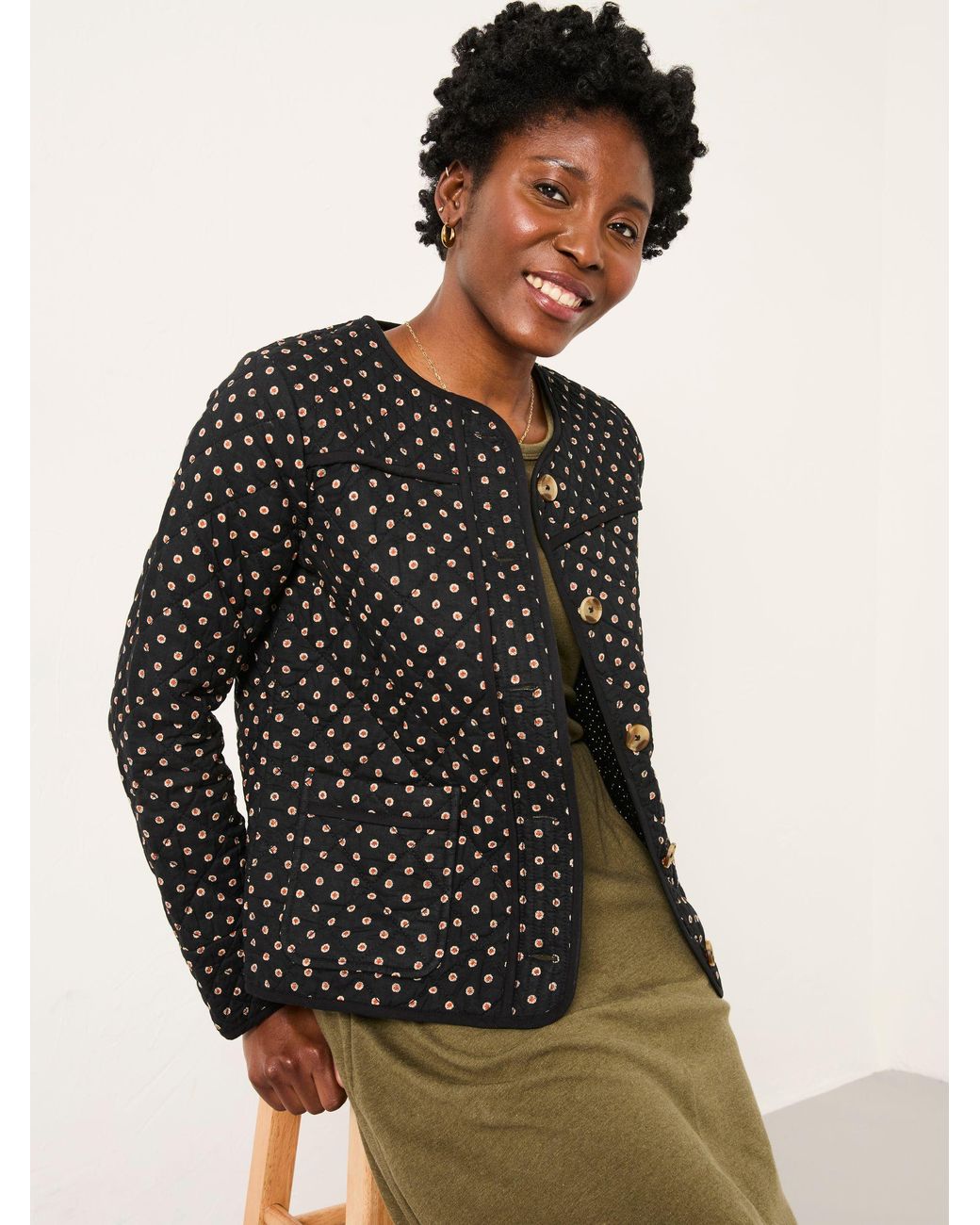 FatFace Black Fatface Mia Geo Quilted Jacket