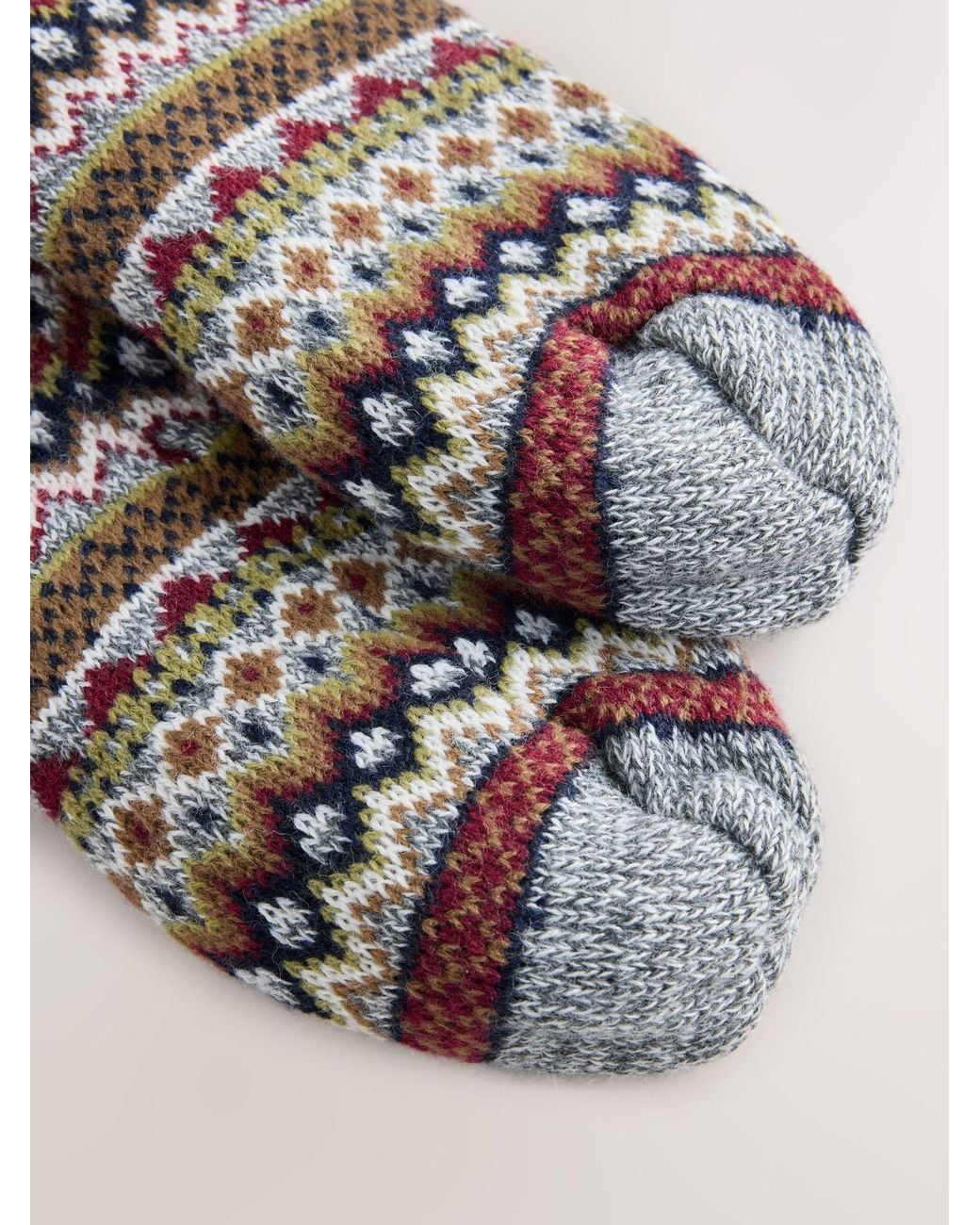 Next Gray Fairisle Slipper Socks With Grippers 1 Pack for men