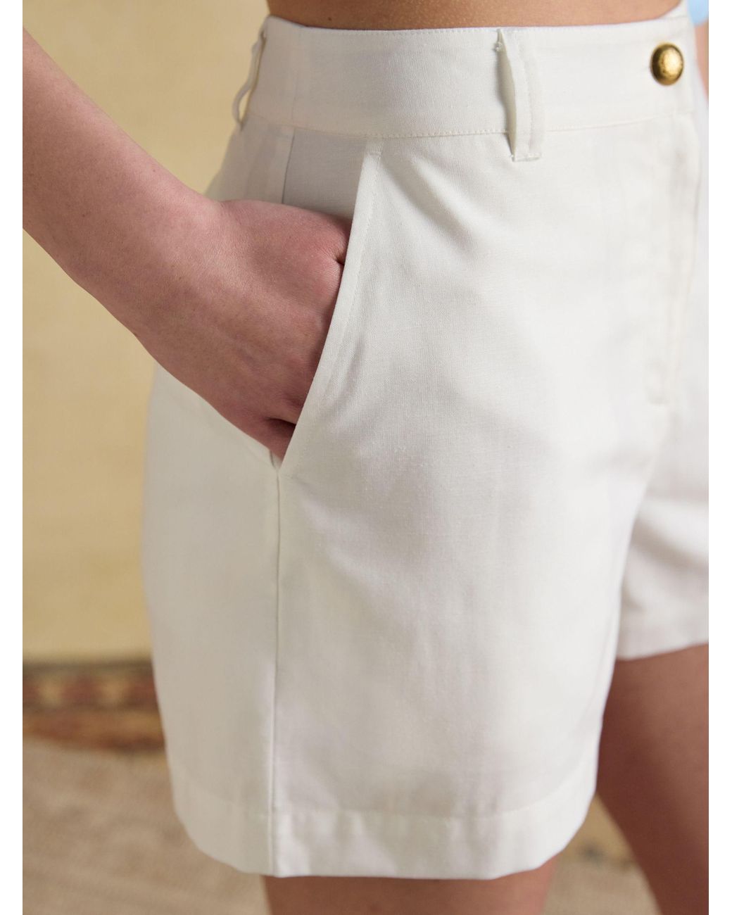 Joules Natural Buttoned Tailored Shorts