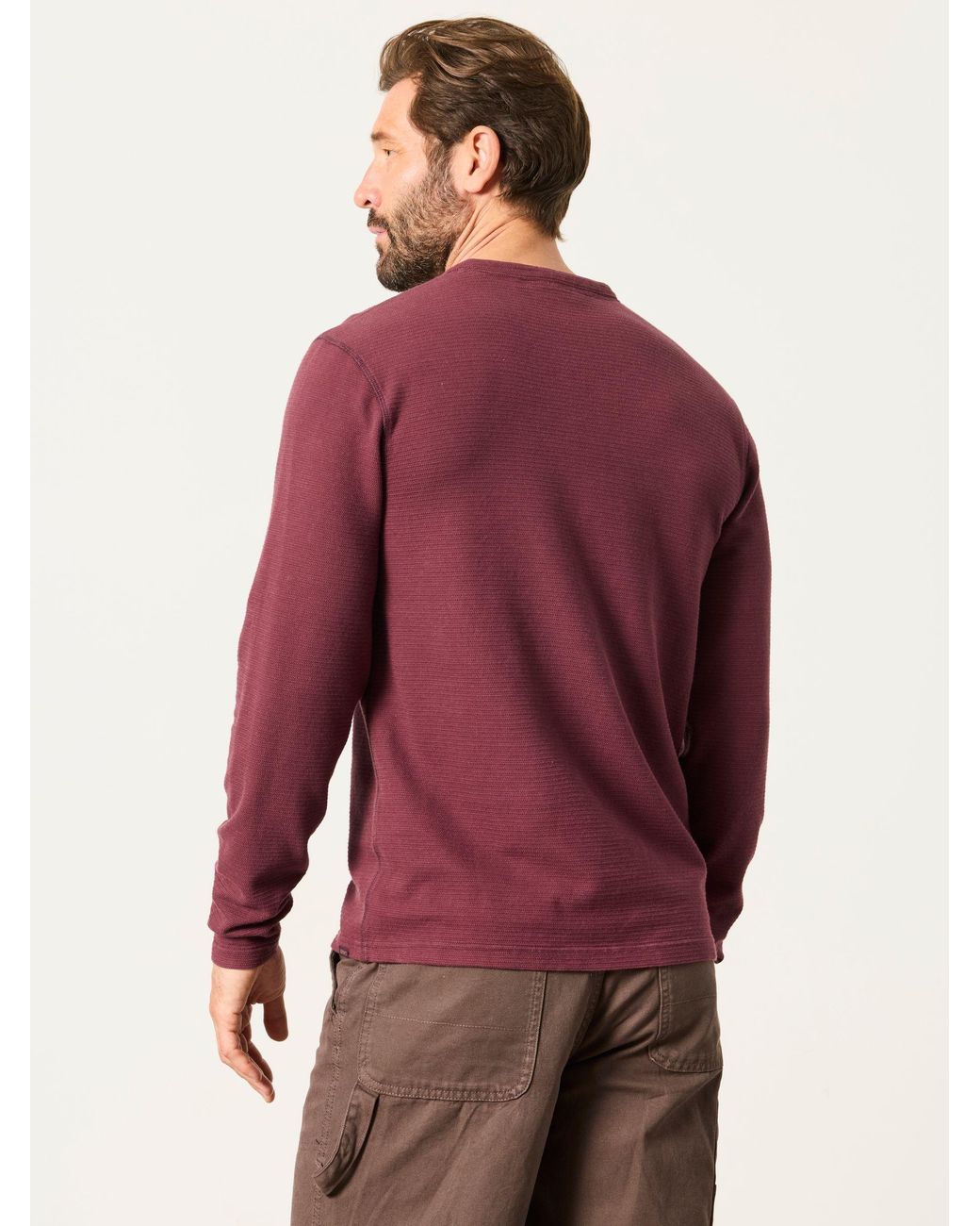 FatFace Henley Long Sleeve Textured T-Shirt for men