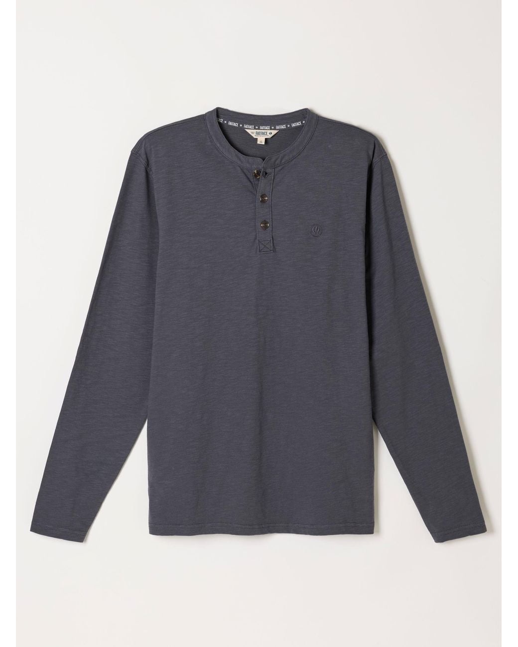 FatFace Gray Woodside Long Sleeve Henley Top for men