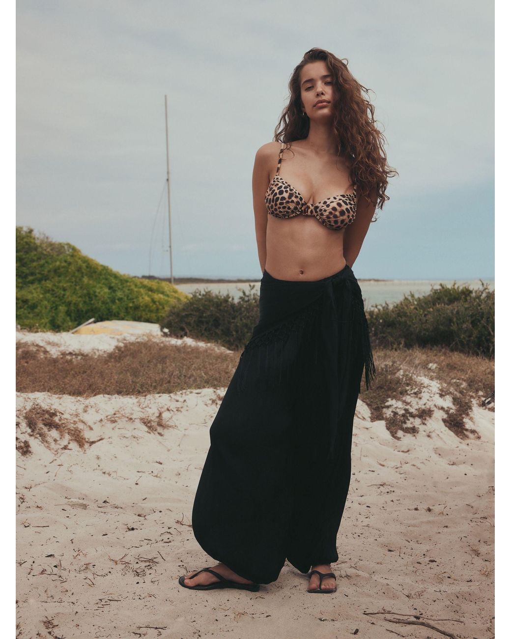 Next Natural Leopard Print Non Padded Underwired Bikini Top