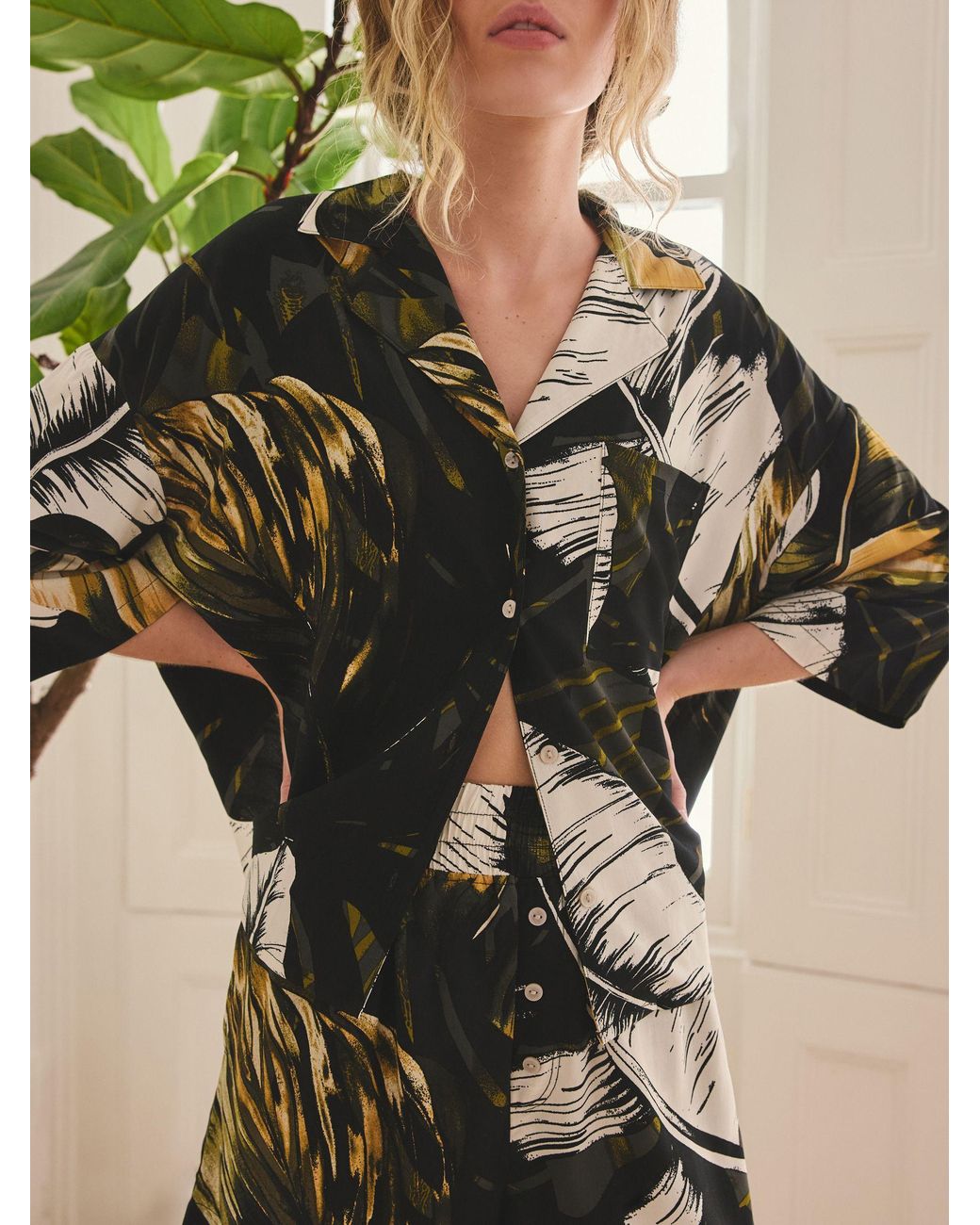 Next Metallic Button Through Short Pyjamas Set