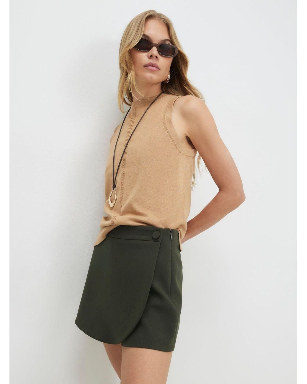 River Island Black Wrap Front Mini Skort