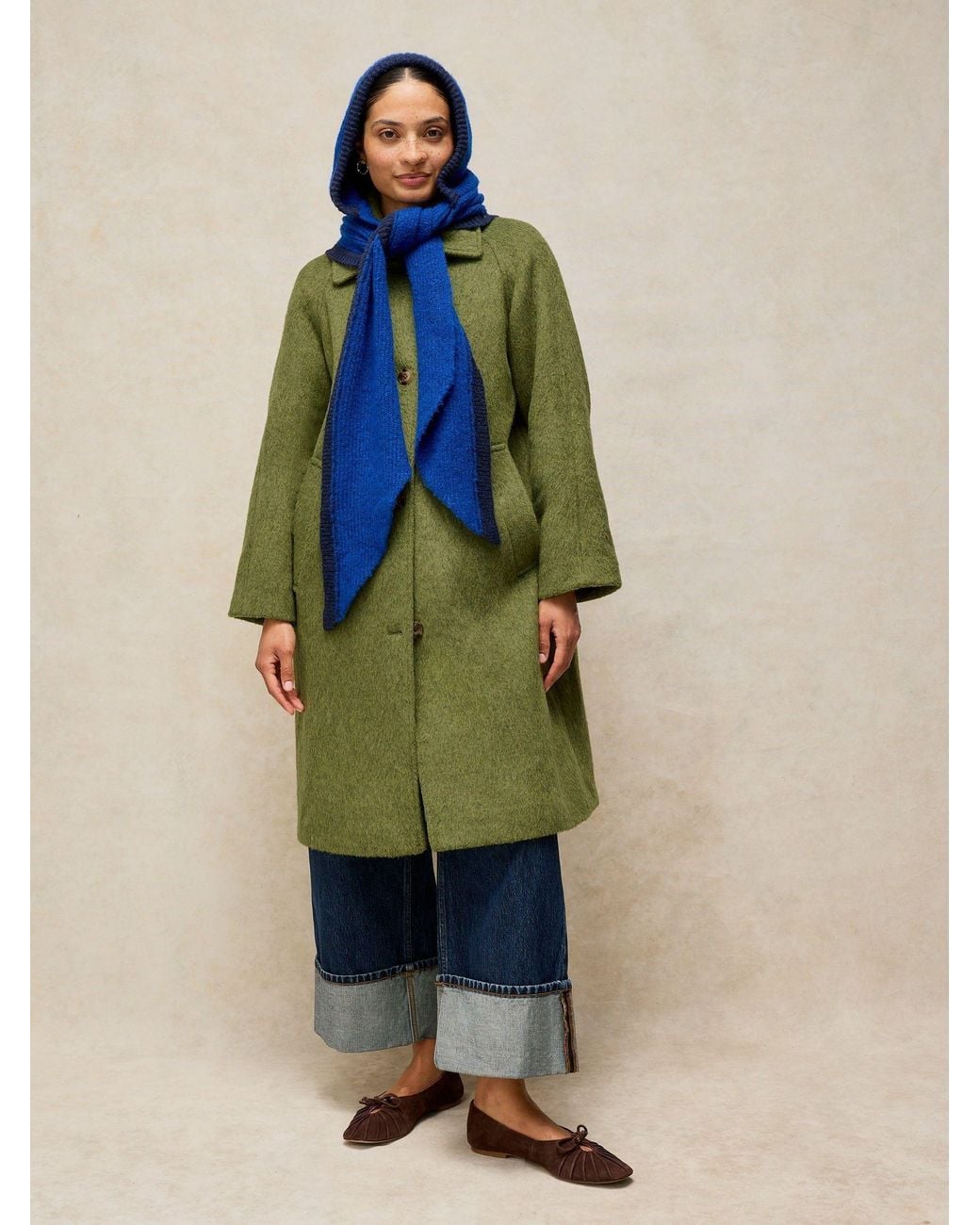 White Stuff Green Kelsey Wool Blend Coat