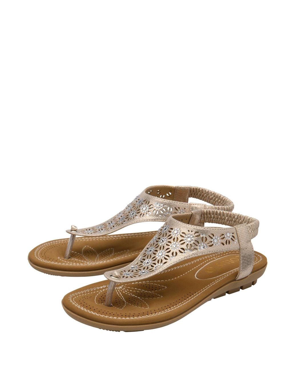 Lotus White Flat Toe-Post Sandals