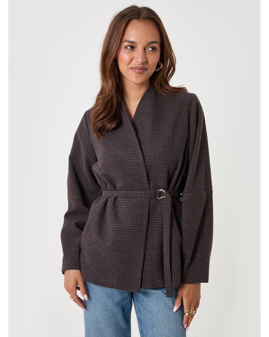 Threadbare Blue Faux Wool Cocoon Blazer
