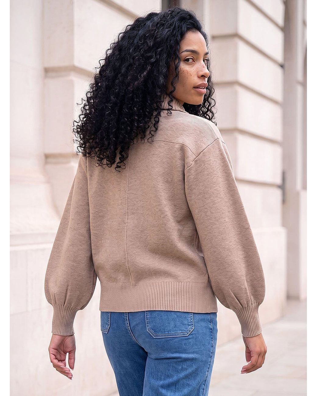 Roman Natural Knitted Bomber Jacket
