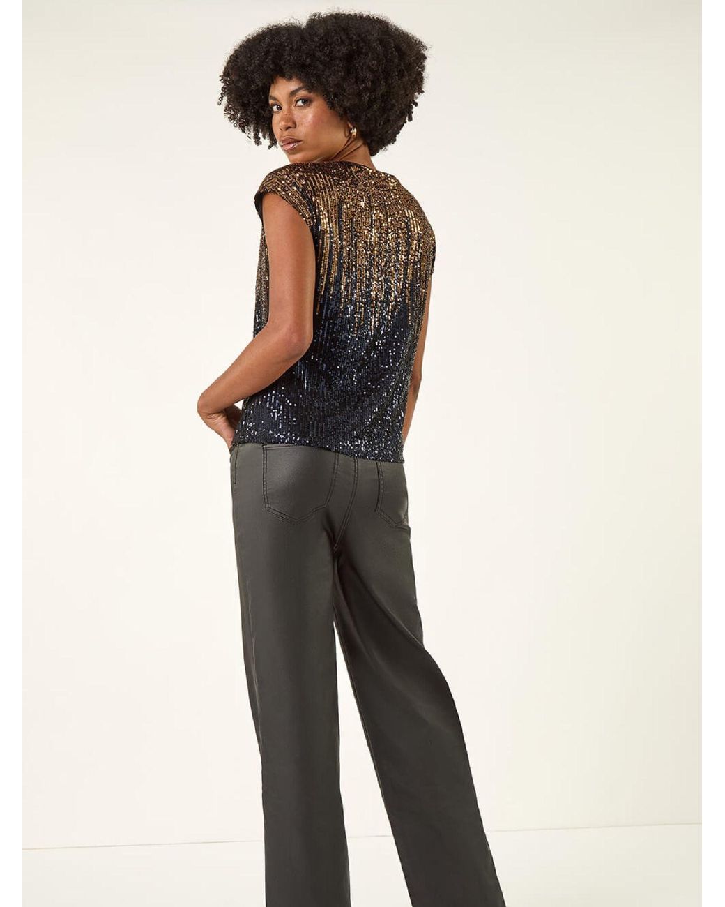 Roman Metallic Ombre Sequin Tunic Top