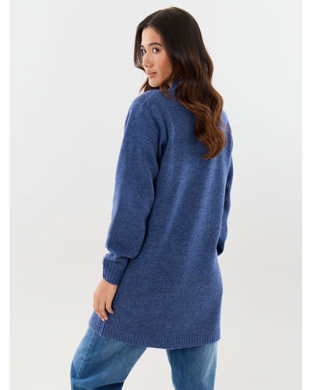 Threadbare Blue Longline Knitted Cardigan