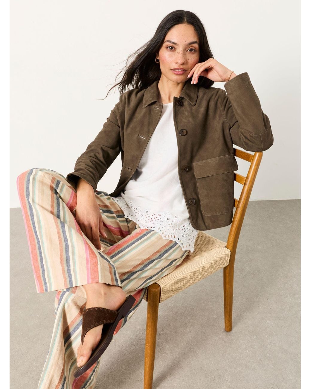 FatFace Brown Eliza Petite Petite Suede Jacket