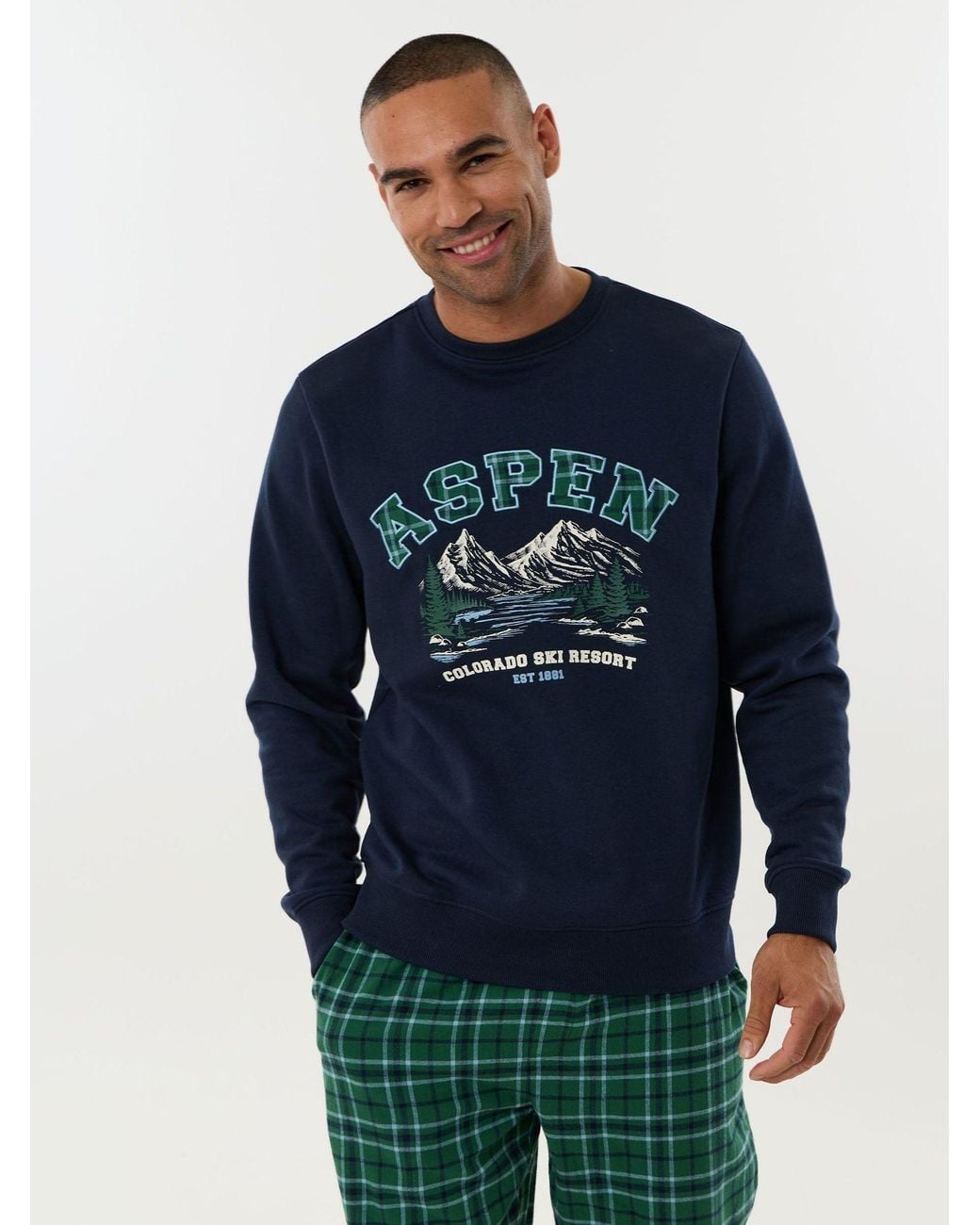 Threadbare Blue Christmas Aspen Pyjamas Set for men