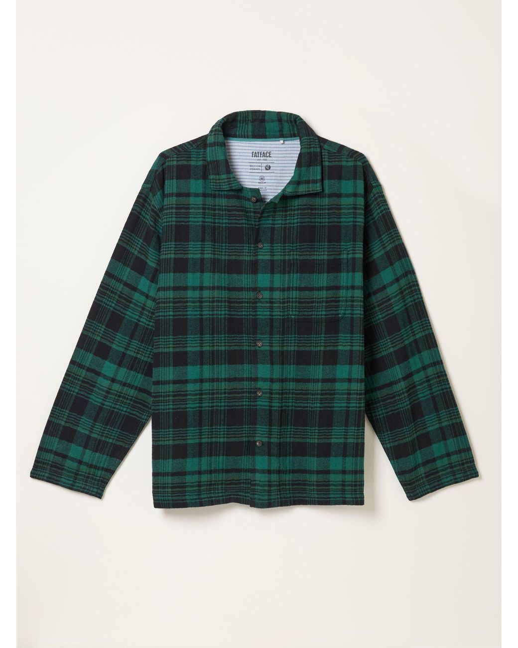 FatFace Green Samphrey Check Pyjama Shirt for men
