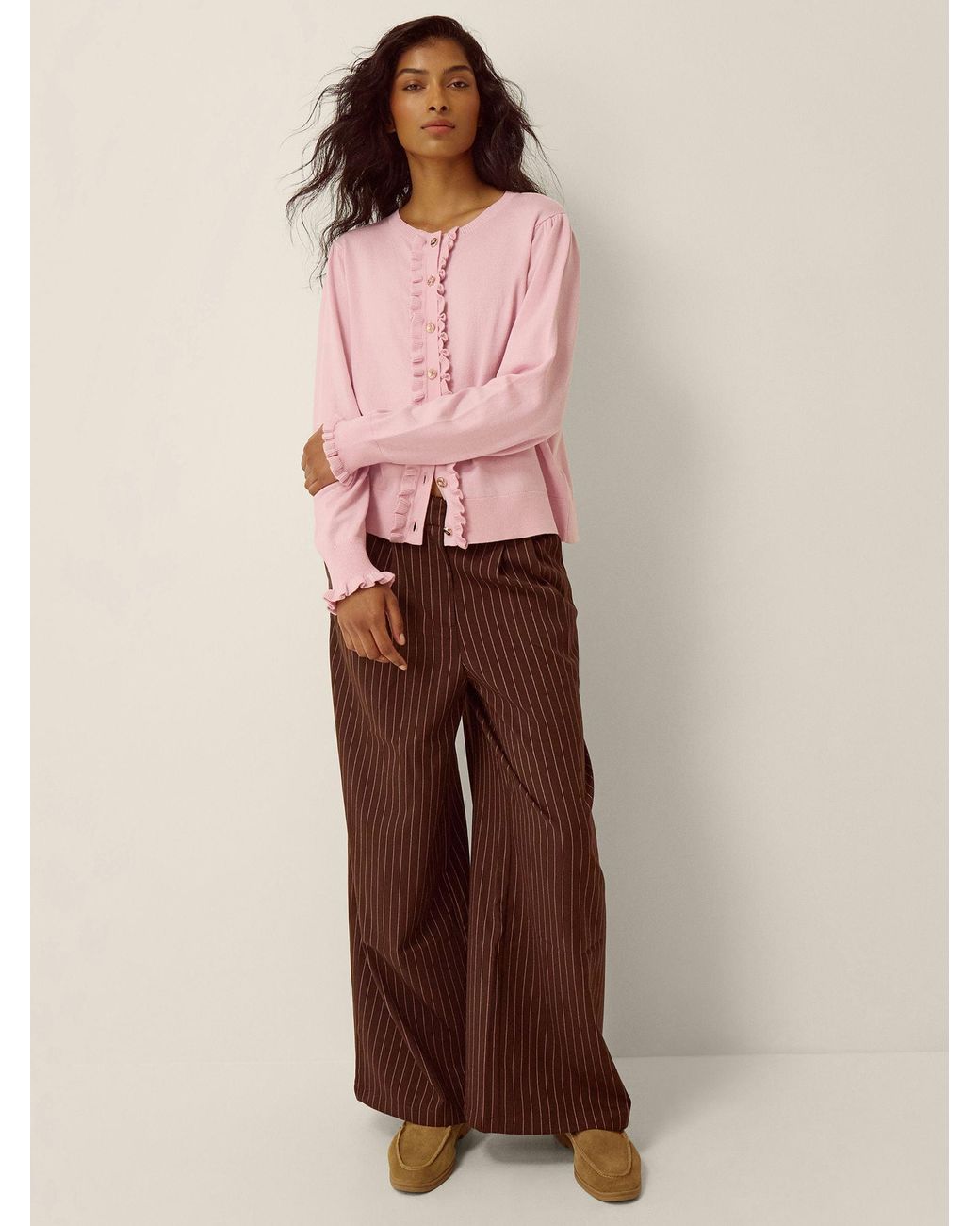 Monsoon Pink Ruby Frill Cardigan