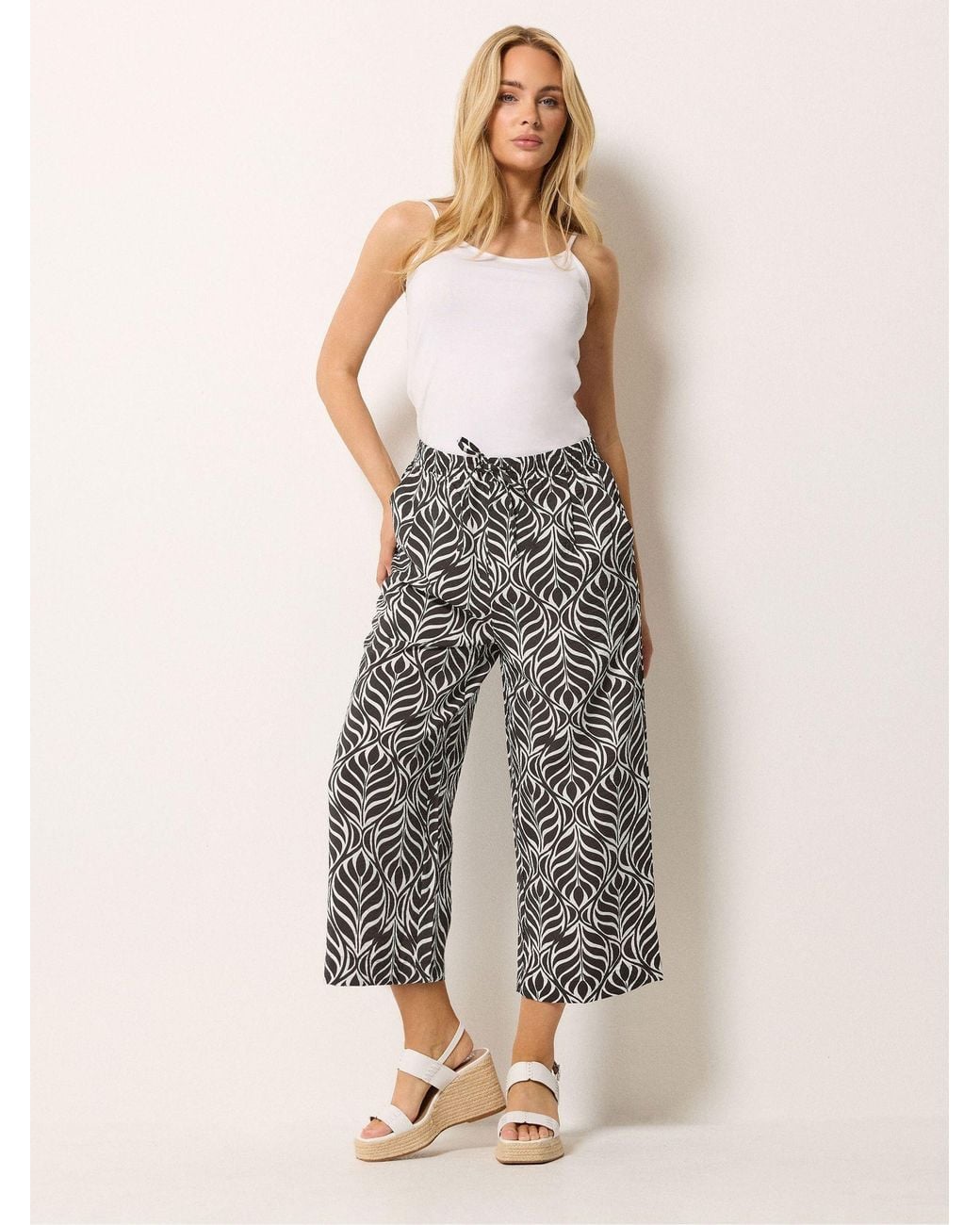 M Com Gray Printed Culottes