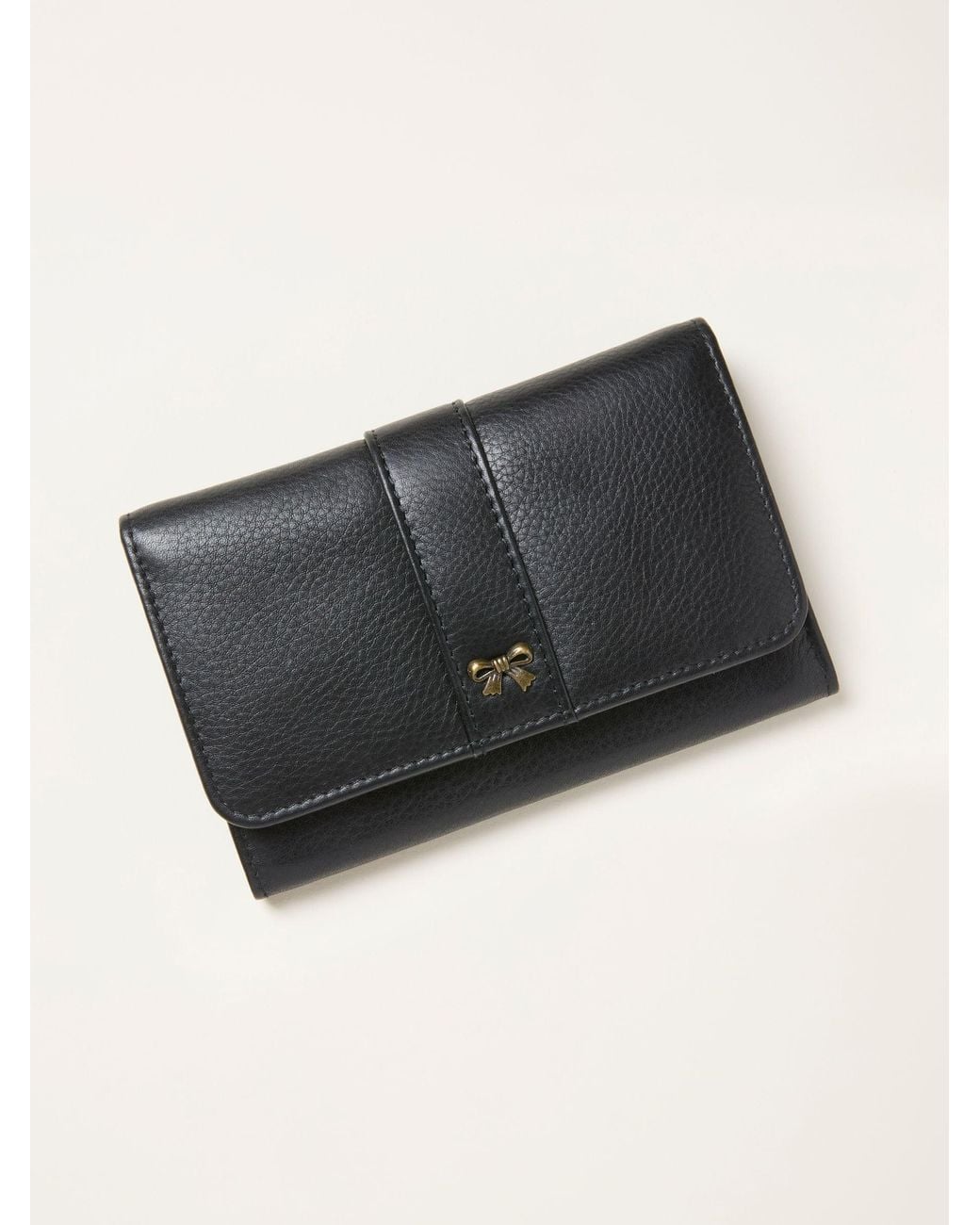 FatFace Black Bow Detail Leather Purse