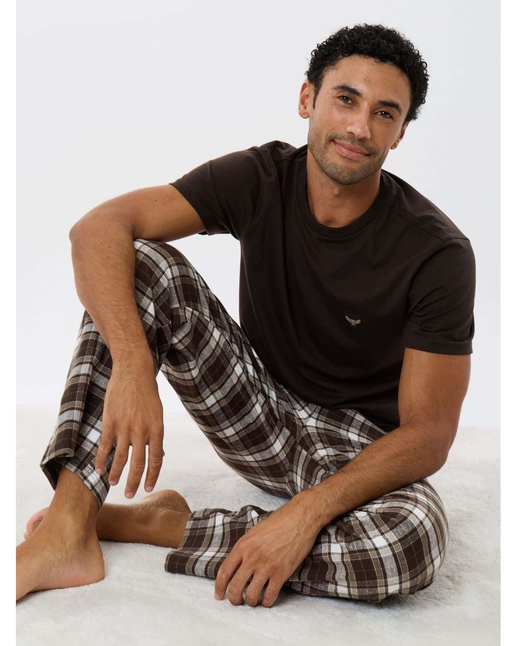 Threadbare Brown Dark Short Sleeve Pyjamas Set for men
