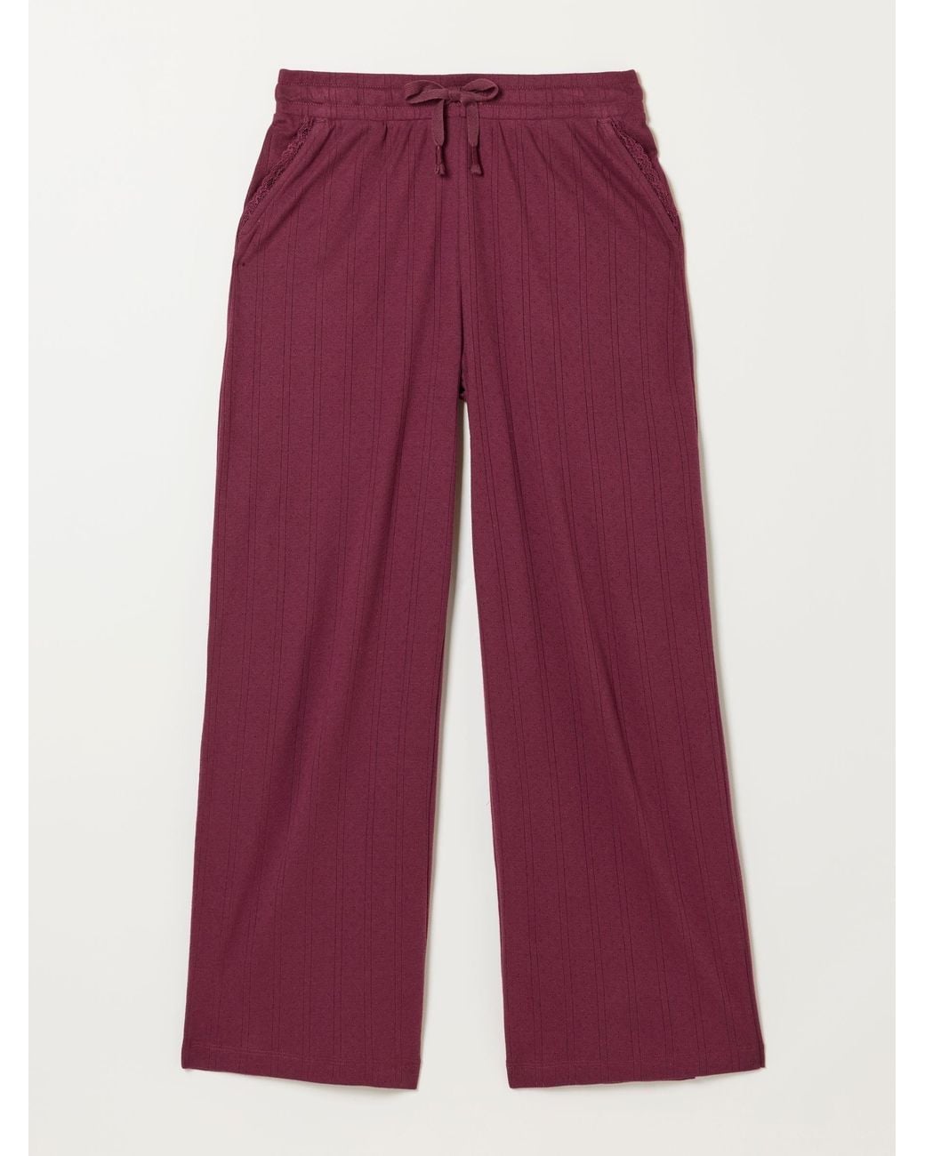 FatFace Red Lola Pointelle Wide Leg Trousers