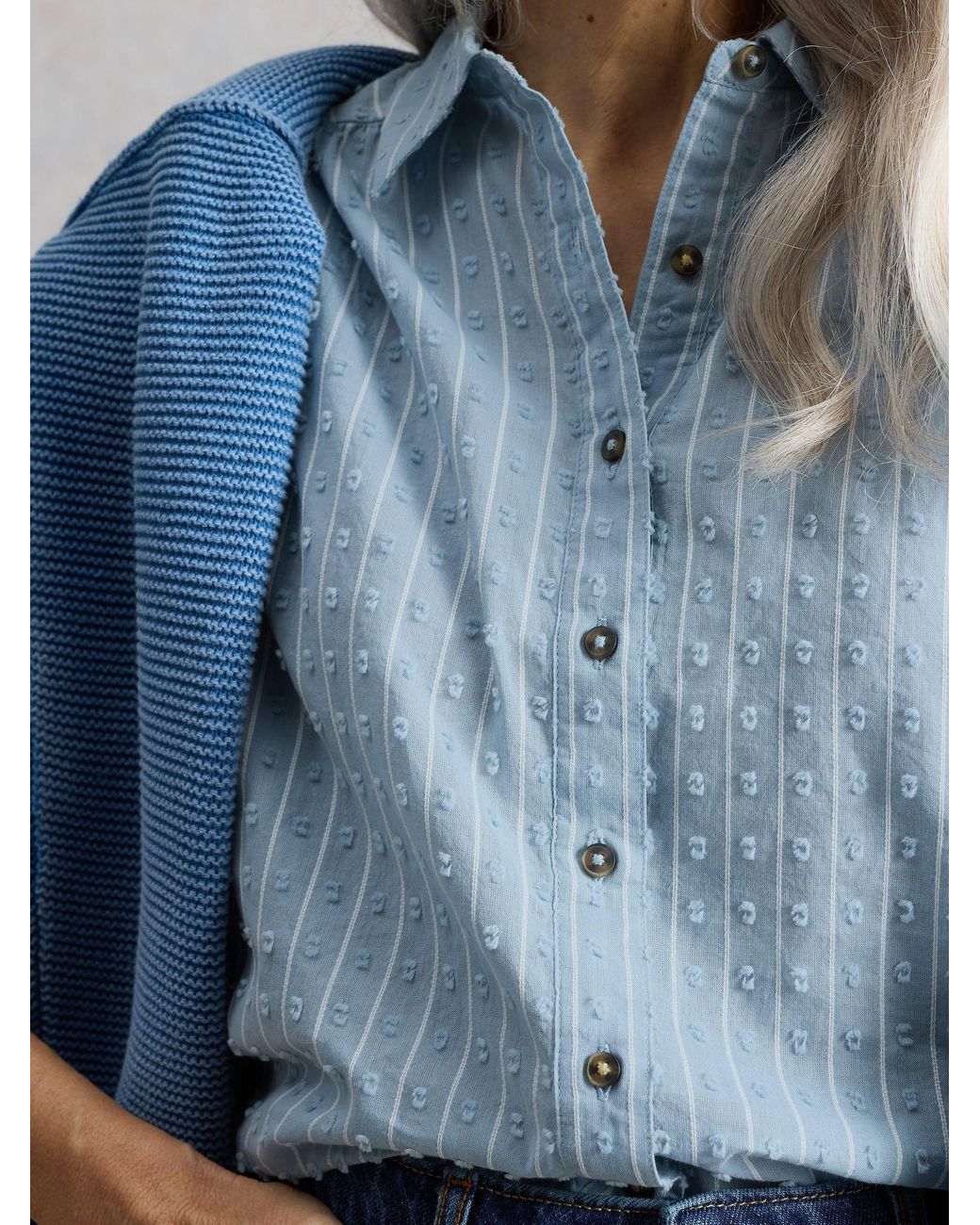 White Stuff Blue Orla Button Through Shirt