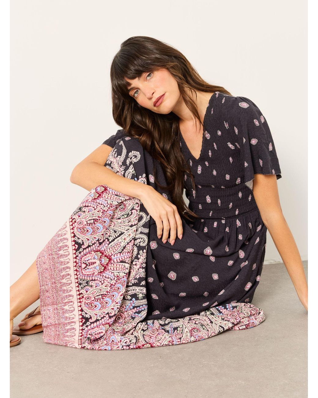 FatFace Pink Alma Petite Midi Dress