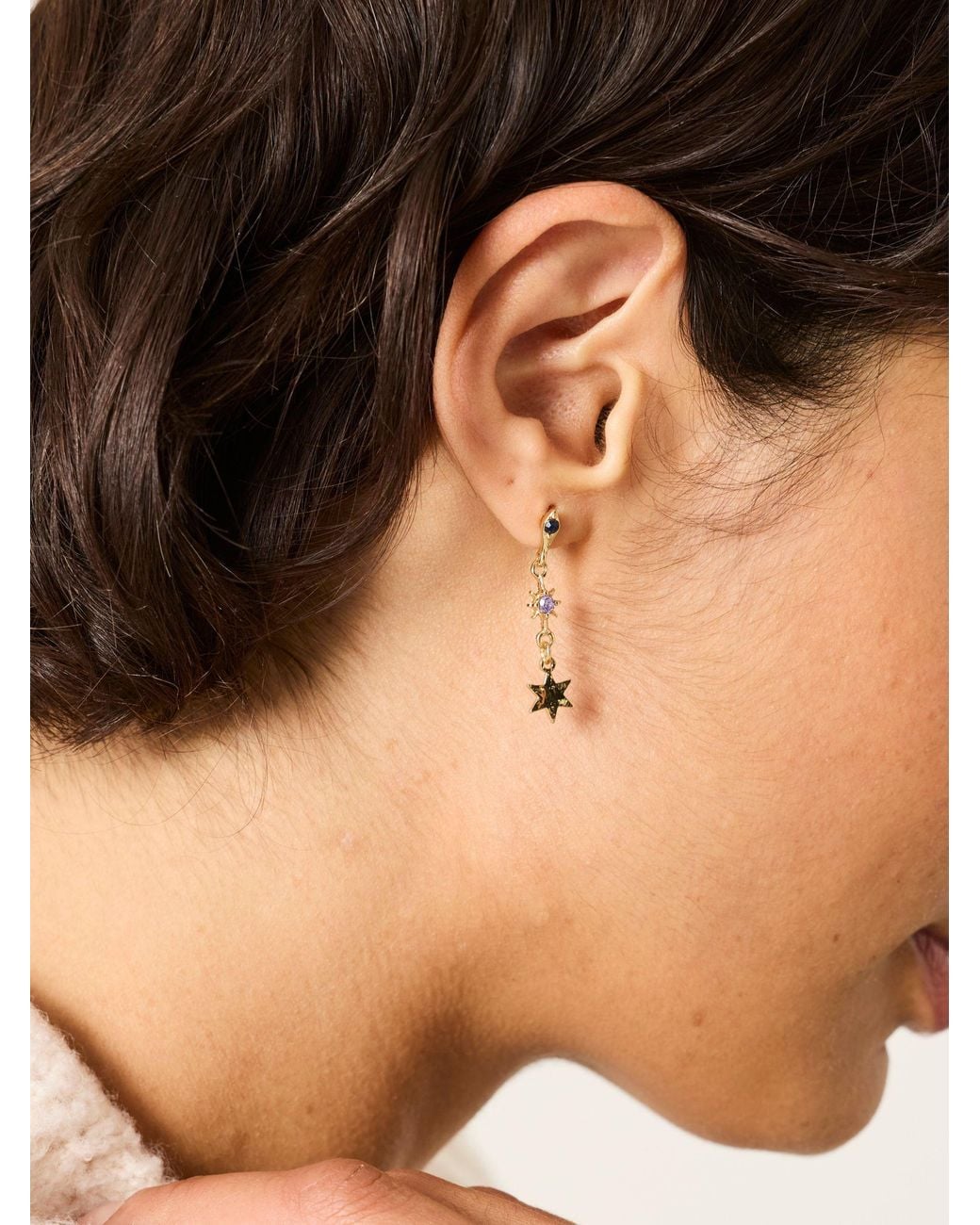 FatFace Black Star Gem Drop Earrings