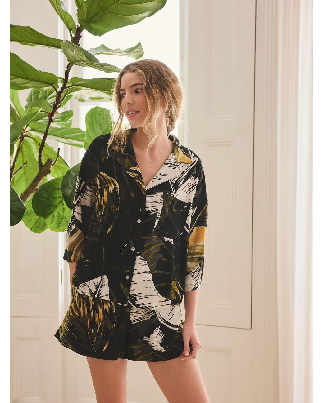 Next Metallic Button Through Short Pyjamas Set