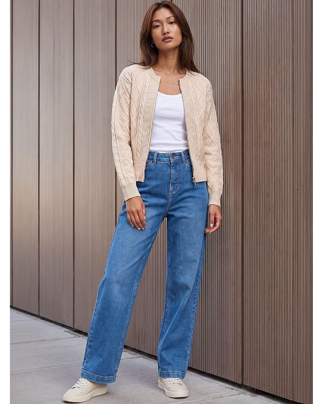 Roman Brown Knitted Cable Bomber Jacket