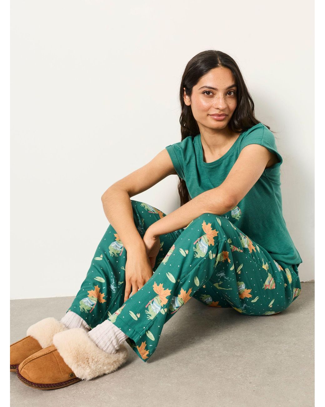 FatFace Green Fatface Ruby Frog Relaxed Fit Pyjama Bottoms