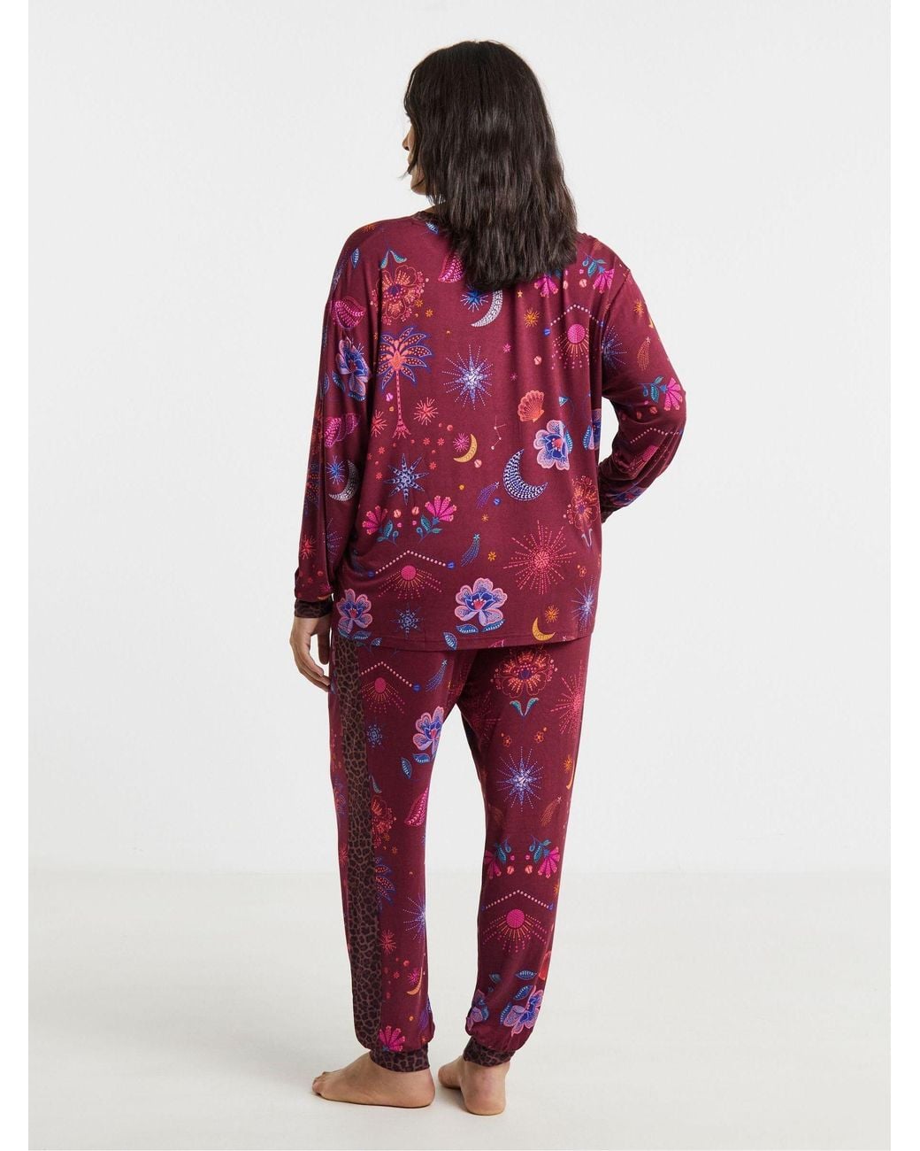 Figleaves Red Celestial Floral Contrast Leopard Set