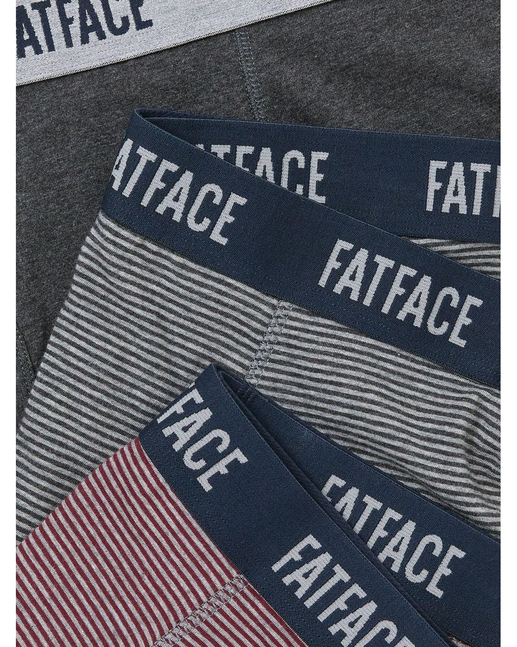 FatFace Gray Fatface 3 Pack Of Fine Stripe Boxers for men