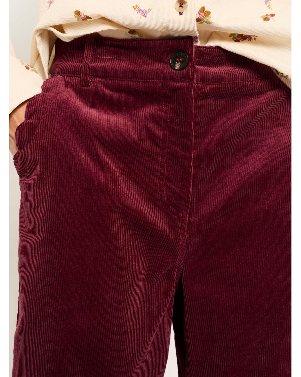 FatFace Red Hove Wide Leg Cord Trousers