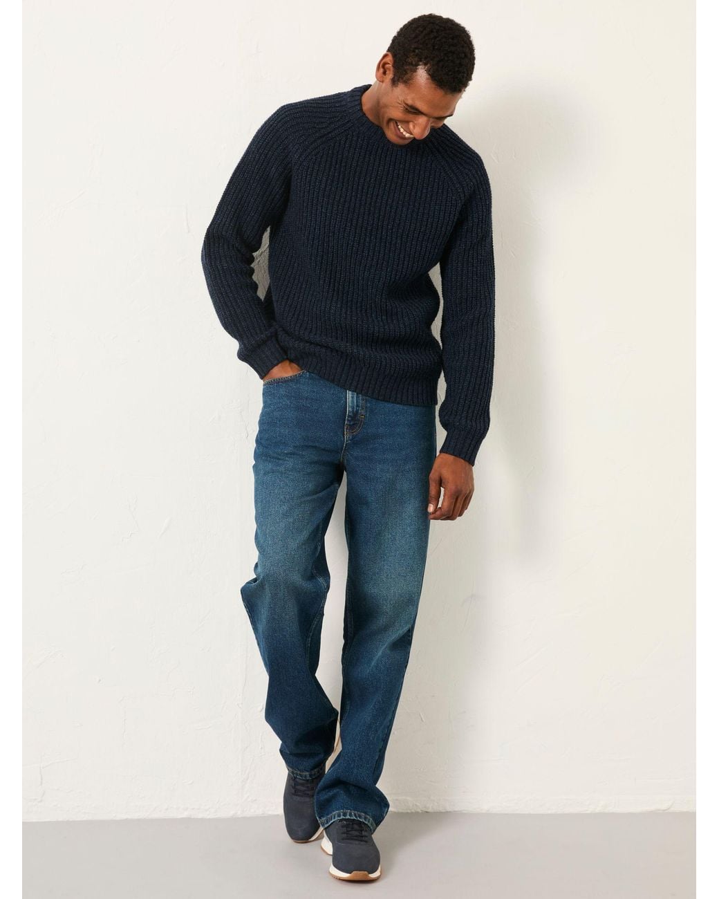 FatFace Blue Fife Knitted Crew Jumper for men